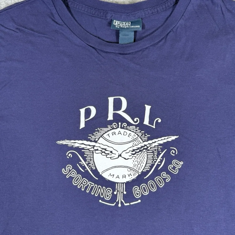 Polo Ralph Lauren T-Shirt Men's Medium Blue Short Sleeve Sporting Goods Logo‎